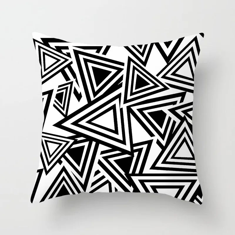 Black and White Geometric Decorative Pillowcases Polyester Throw Pillow Case Striped Geometric Pillowcase Kussensloop