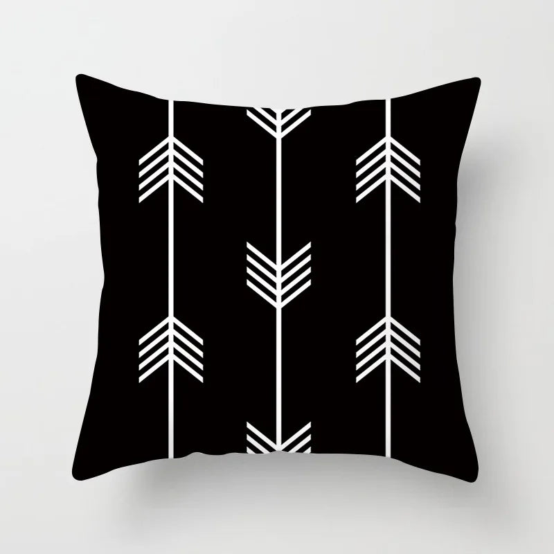 Black and White Geometric Decorative Pillowcases Polyester Throw Pillow Case Striped Geometric Pillowcase Kussensloop