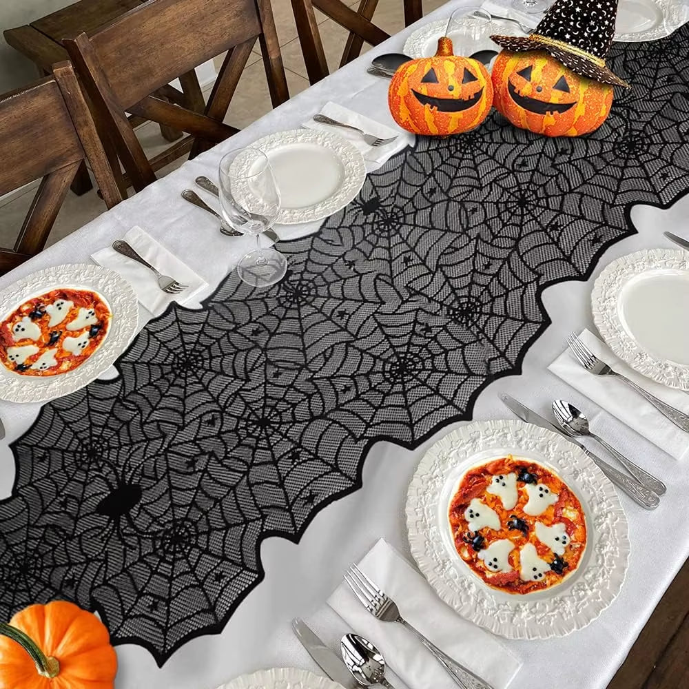 Chemin de table toile d'araignée HAlloween 45X183Cm