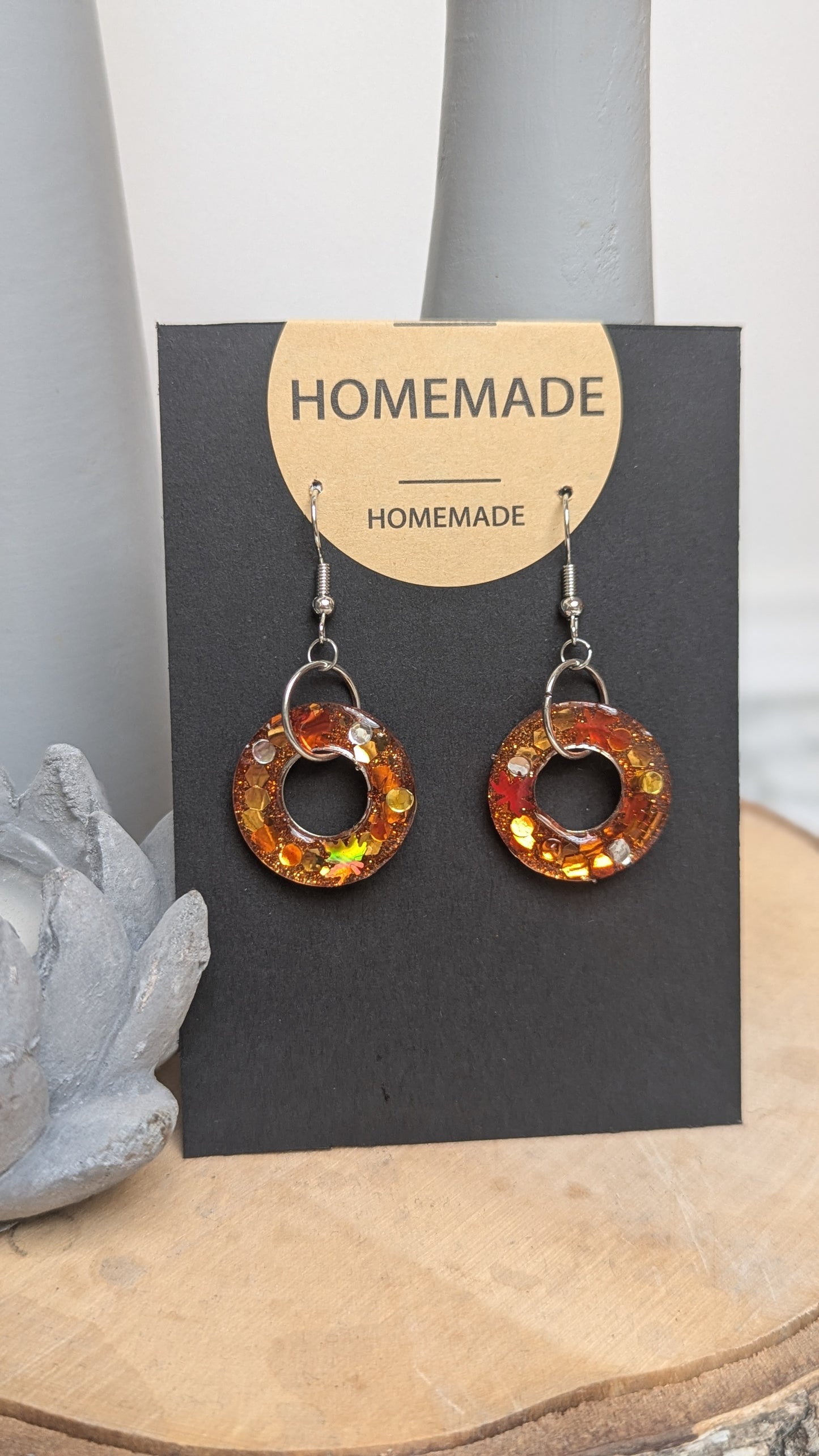 Boucles d’oreilles « Cercle Ambre & Or »
