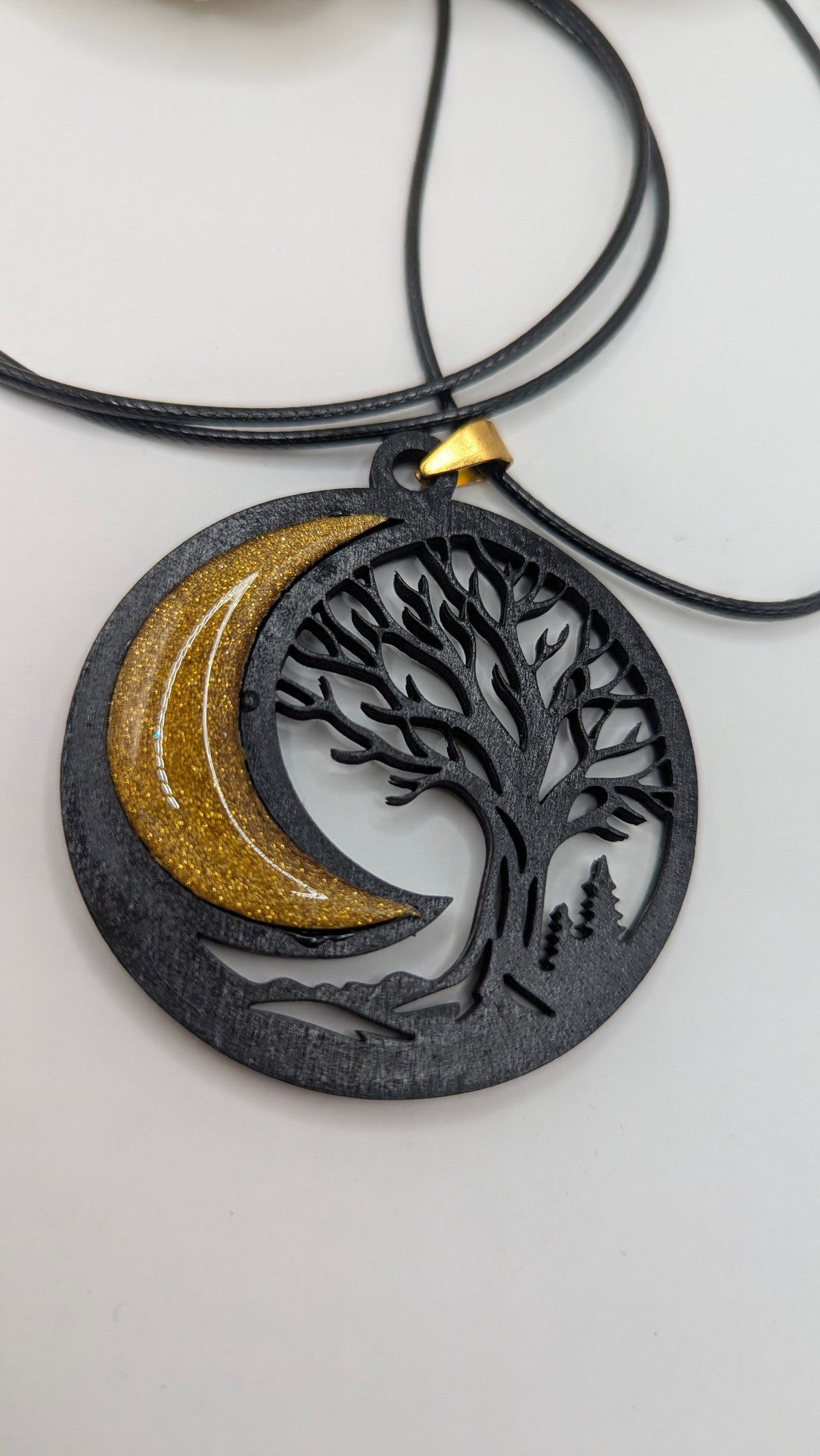 Sautoir Arbre de vie et Lune dorée