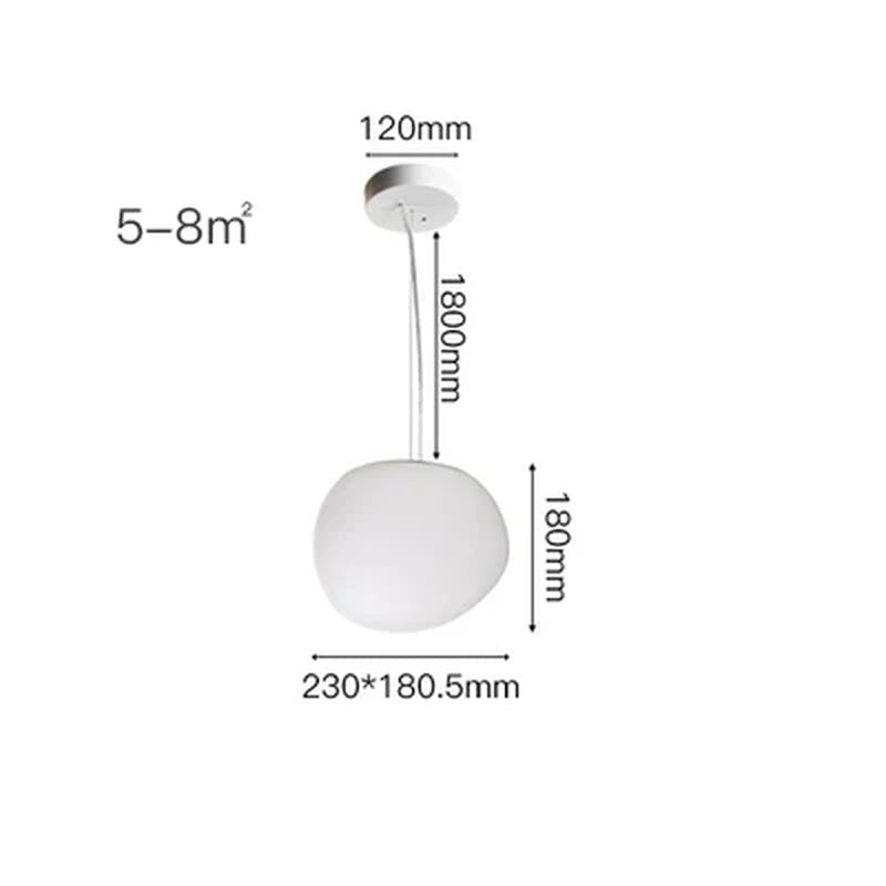Cobblestone Hanging Lamps for Dining Room Stone Glass Modern Pendant Lamp Led Milky White Ball Restaurant Cord Pendant Light