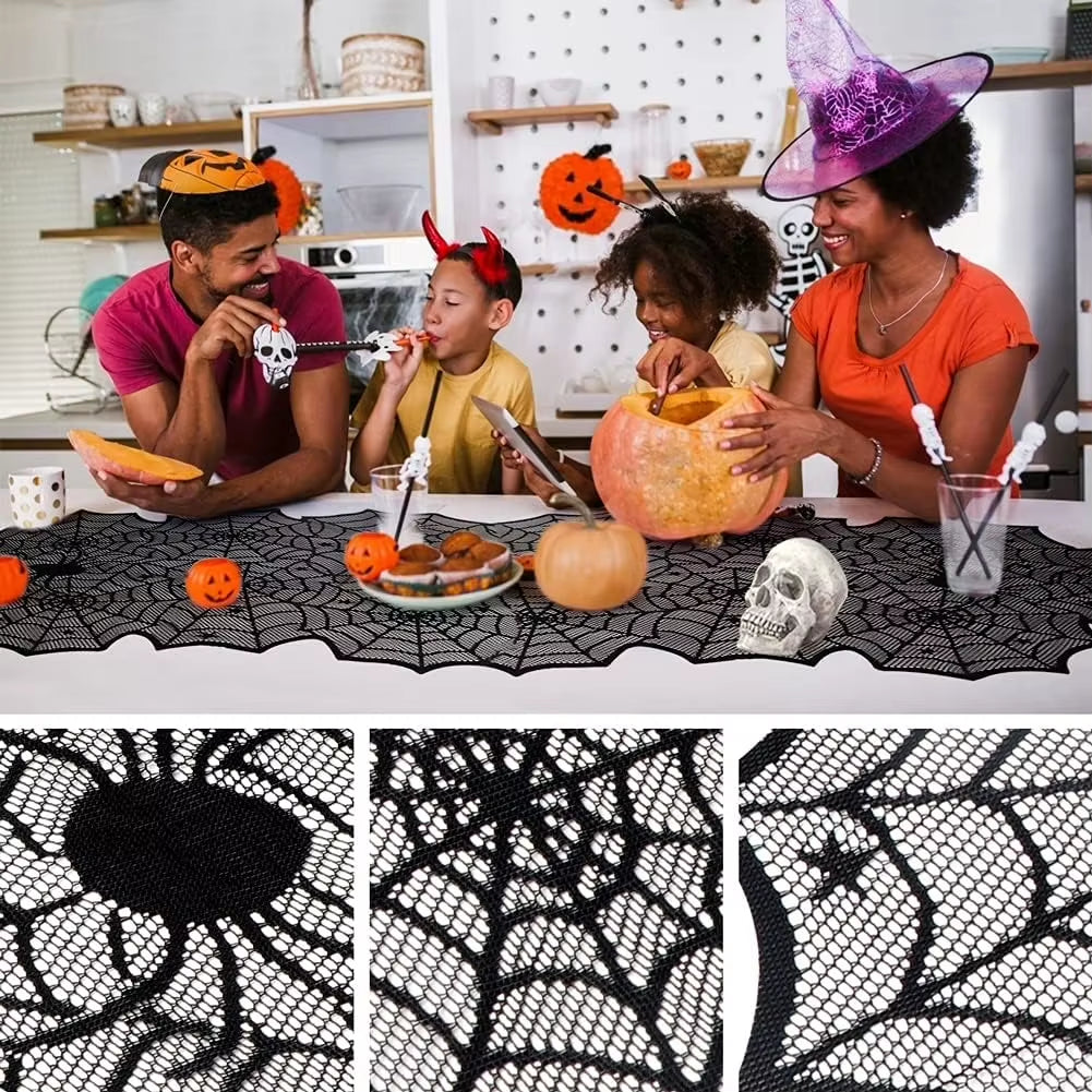 Chemin de table toile d'araignée HAlloween 45X183Cm