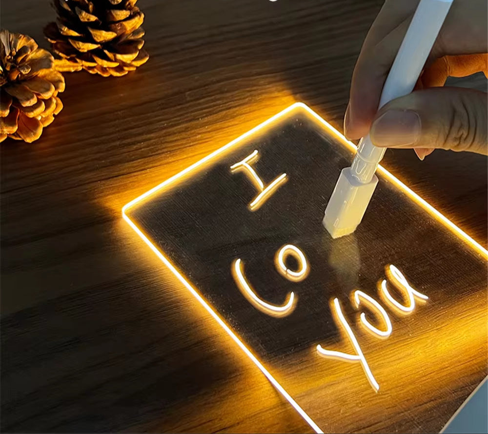 Transparent Luminous LED Night Lights USB Luminous Acrylic Night Light Erasable Write Message Board Calendar Desktop Ornaments