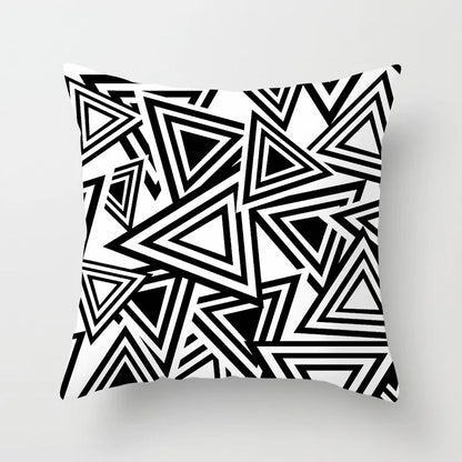 Black and White Geometric Decorative Pillowcases Polyester Throw Pillow Case Striped Geometric Pillowcase Kussensloop