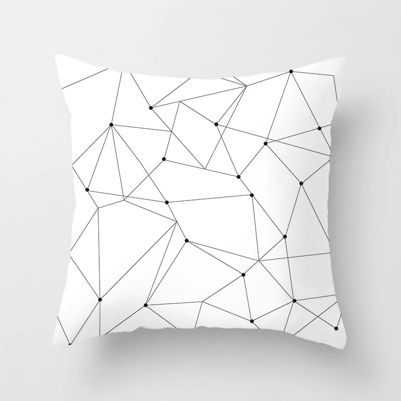 Black and White Geometric Decorative Pillowcases Polyester Throw Pillow Case Striped Geometric Pillowcase Kussensloop