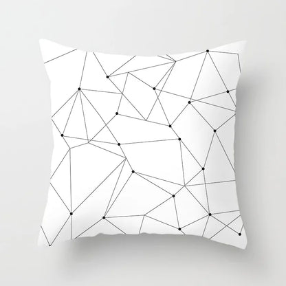 Black and White Geometric Decorative Pillowcases Polyester Throw Pillow Case Striped Geometric Pillowcase Kussensloop