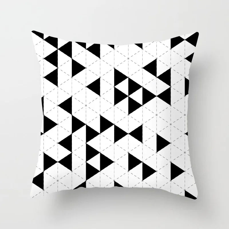 Black and White Geometric Decorative Pillowcases Polyester Throw Pillow Case Striped Geometric Pillowcase Kussensloop