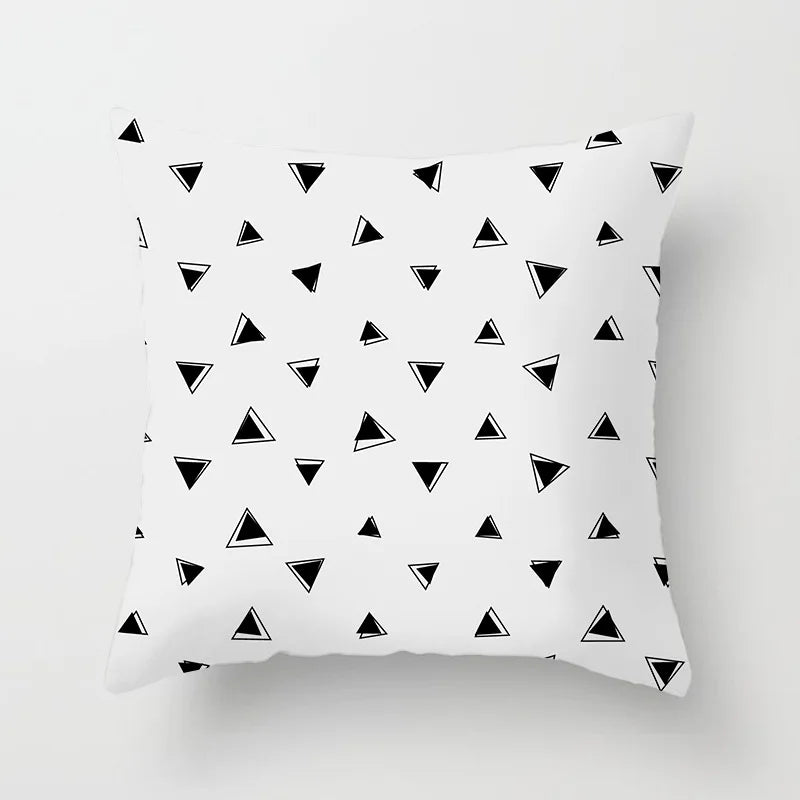 Black and White Geometric Decorative Pillowcases Polyester Throw Pillow Case Striped Geometric Pillowcase Kussensloop