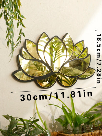 Miroir mural fleur de lotus en acrylique – Décoration murale moderne pour salon, chambre ou bureau