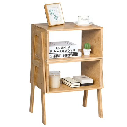 Lot De 2 Table De Chevet Matériau Non-Toxique Avec Compartiment De Rangement Ouvert Naturel
