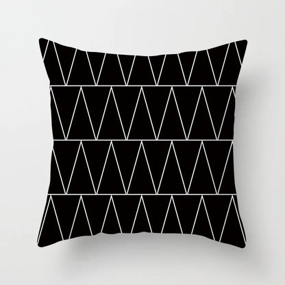 Black and White Geometric Decorative Pillowcases Polyester Throw Pillow Case Striped Geometric Pillowcase Kussensloop