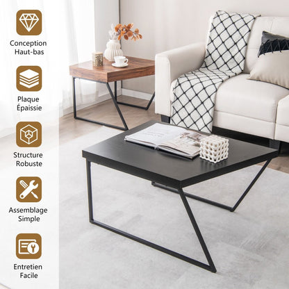 Lot de 2 tables basses gigognes avec cadre métal