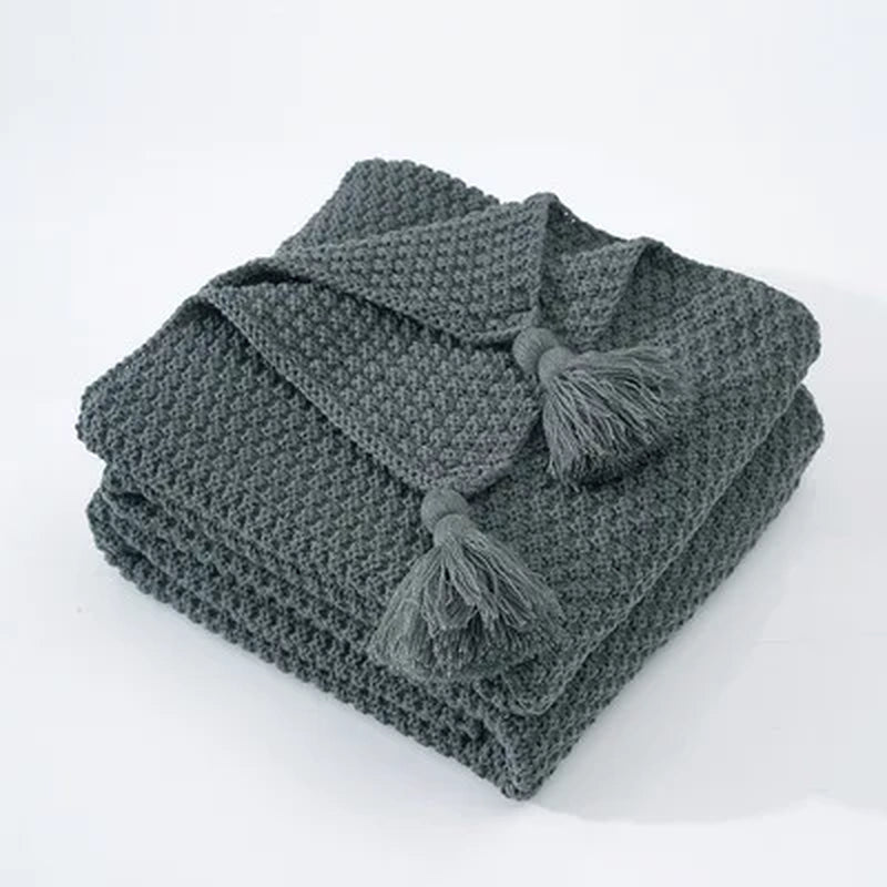 Tassel Knitted Ball Woolen Blanket Sofa Super Warm Cozy Throw Blankets for Office Siesta Air-Conditioner Bedspread Bedding
