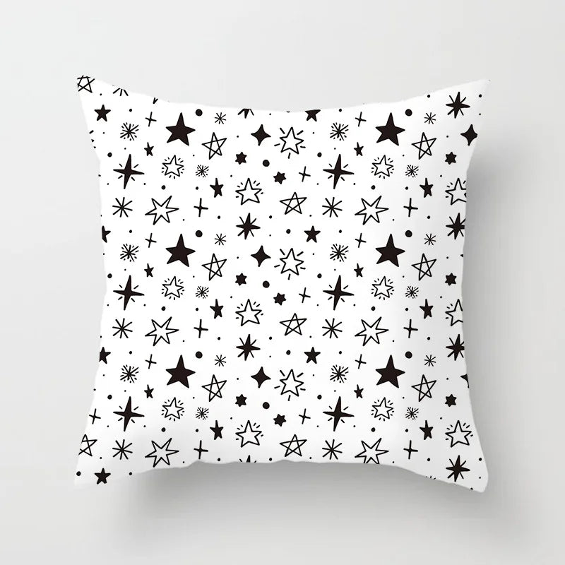 Black and White Geometric Decorative Pillowcases Polyester Throw Pillow Case Striped Geometric Pillowcase Kussensloop