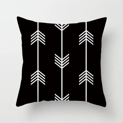 Black and White Geometric Decorative Pillowcases Polyester Throw Pillow Case Striped Geometric Pillowcase Kussensloop