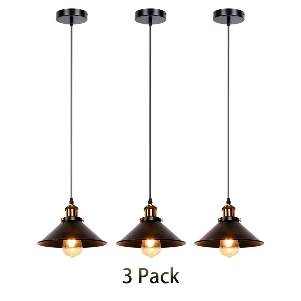 Industrial Retro Iron Pendant Lamp E27 Interior Hanging Light Bedroom Kitchen Restaurant Bar Balcony Black Small Pendant Lamps