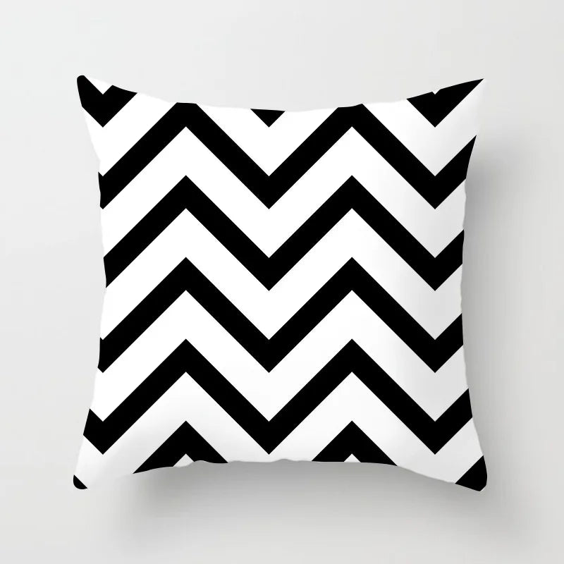 Black and White Geometric Decorative Pillowcases Polyester Throw Pillow Case Striped Geometric Pillowcase Kussensloop