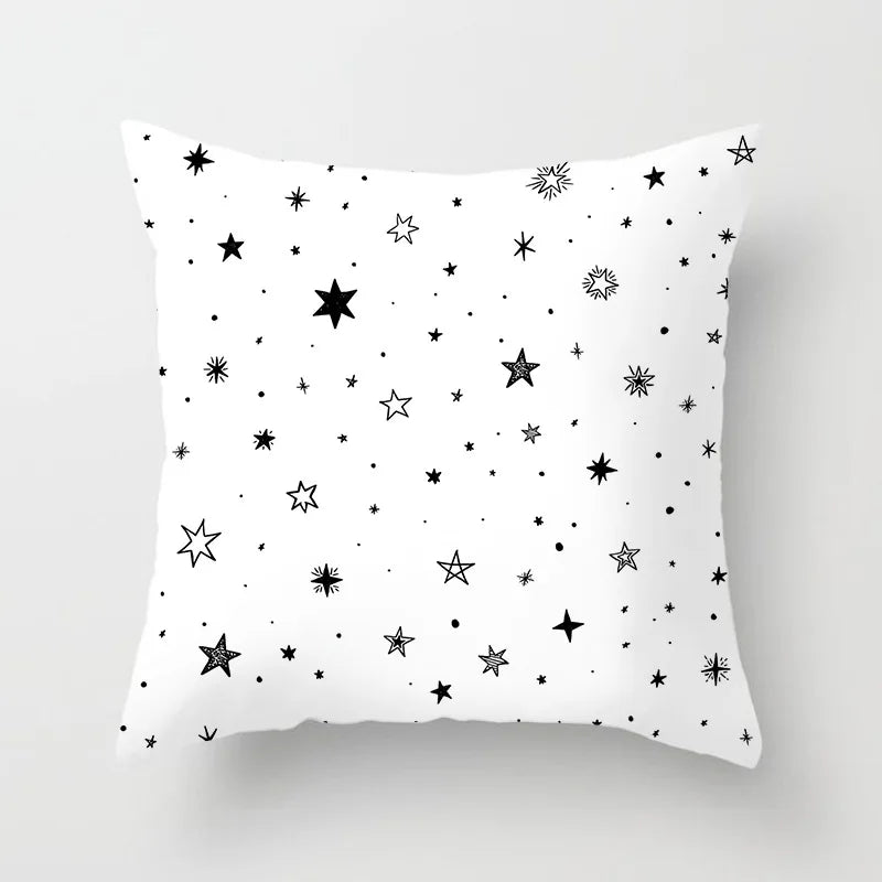 Black and White Geometric Decorative Pillowcases Polyester Throw Pillow Case Striped Geometric Pillowcase Kussensloop
