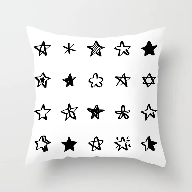Black and White Geometric Decorative Pillowcases Polyester Throw Pillow Case Striped Geometric Pillowcase Kussensloop