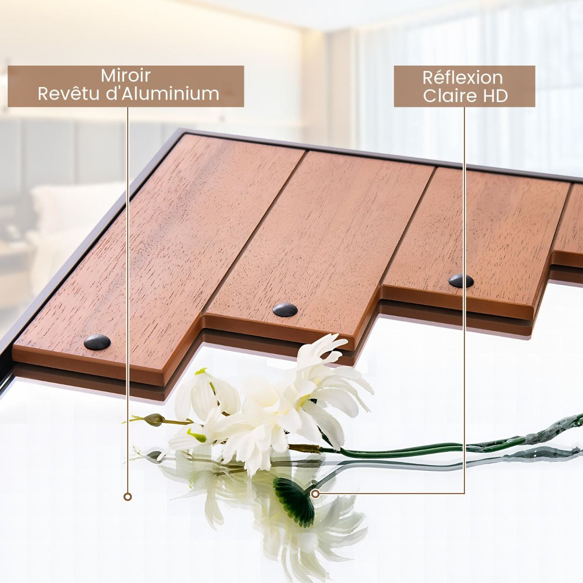 Miroir Mural Rectangulaire Décoratif Grand Miroir Mural 100 X 66 Cm Avec Cadre En Forme De Touches De Piano Crochet Bidirectionnel Pour Salon Noir
