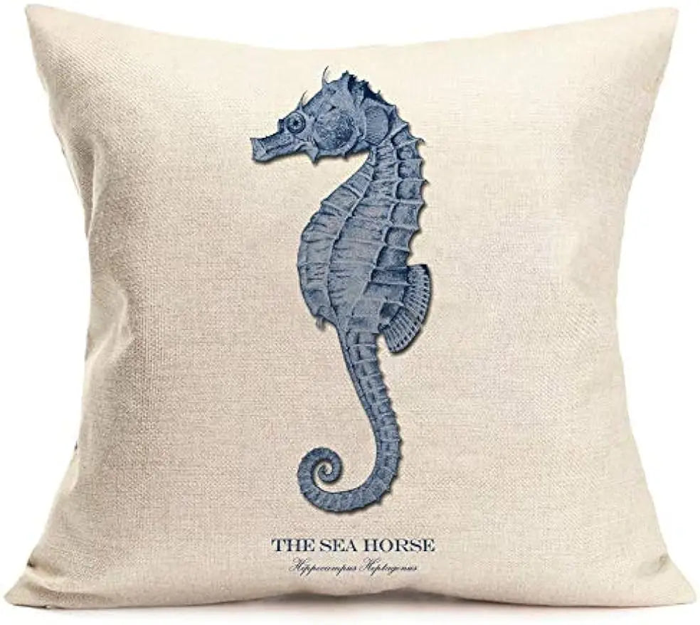 Ocean Sailing Theme Set Linen Marine Life Blue Pillow Case Sofa Home Décor Cushion Cover Cushion Cover 45X45