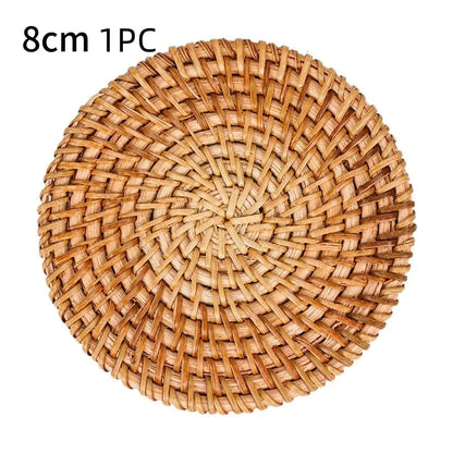 Handmade Rattan Table Mat Creative Placemat Heat Insulating Non-Slip Coaster for Dining Table Bowl Plate
