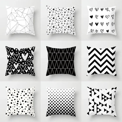 Black and White Geometric Decorative Pillowcases Polyester Throw Pillow Case Striped Geometric Pillowcase Kussensloop