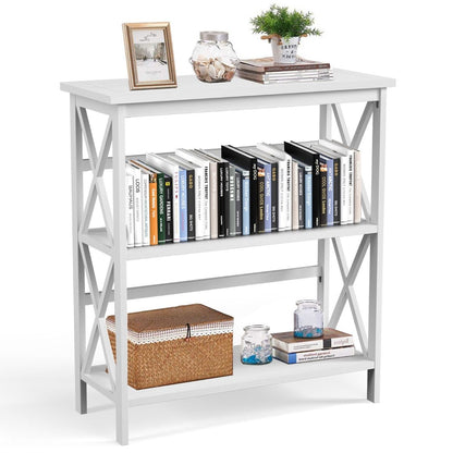 Bibliothèque Étagère De Rangement 3 Niveaux Table Console Dispositif Anti-Basculement Entrée Salon Bureau Noir/Blanc/Marron