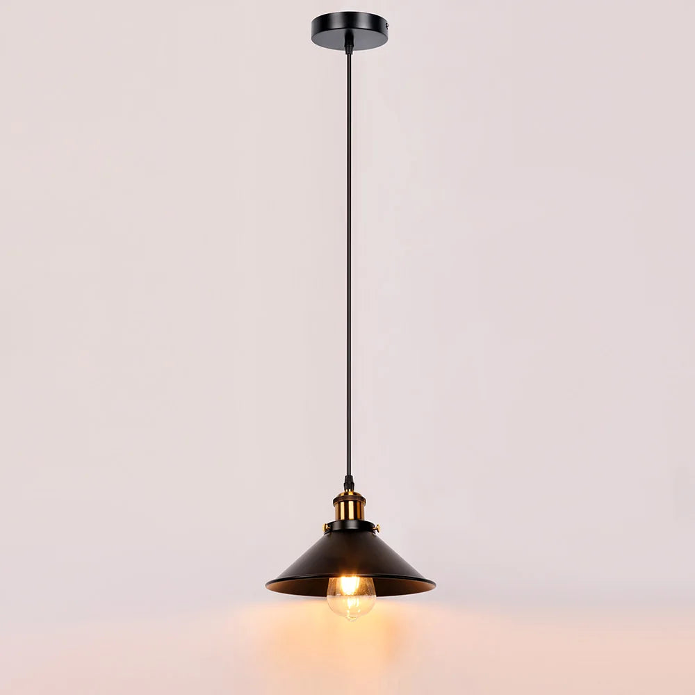 Industrial Retro Iron Pendant Lamp E27 Interior Hanging Light Bedroom Kitchen Restaurant Bar Balcony Black Small Pendant Lamps