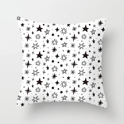 Black and White Geometric Decorative Pillowcases Polyester Throw Pillow Case Striped Geometric Pillowcase Kussensloop