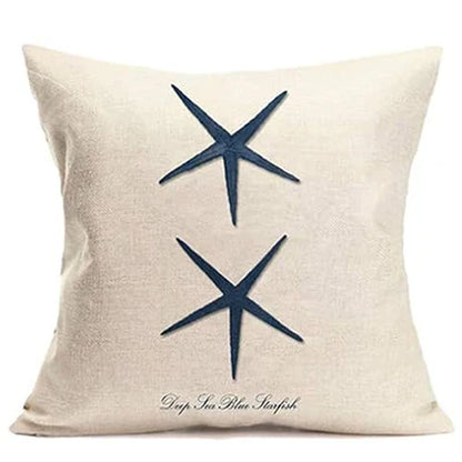 Ocean Sailing Theme Set Linen Marine Life Blue Pillow Case Sofa Home Décor Cushion Cover Cushion Cover 45X45