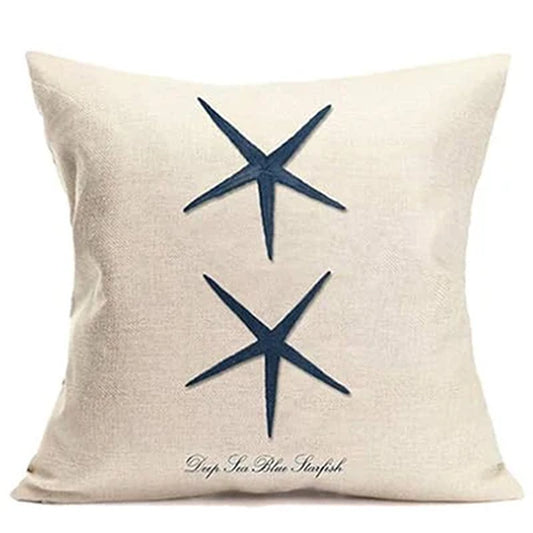 Ocean Sailing Theme Set Linen Marine Life Blue Pillow Case Sofa Home Décor Cushion Cover Cushion Cover 45X45