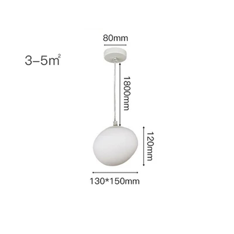 Cobblestone Hanging Lamps for Dining Room Stone Glass Modern Pendant Lamp Led Milky White Ball Restaurant Cord Pendant Light