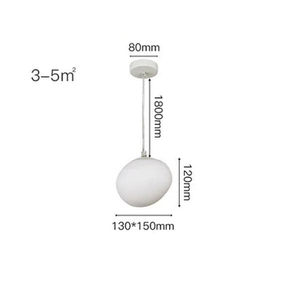Cobblestone Hanging Lamps for Dining Room Stone Glass Modern Pendant Lamp Led Milky White Ball Restaurant Cord Pendant Light