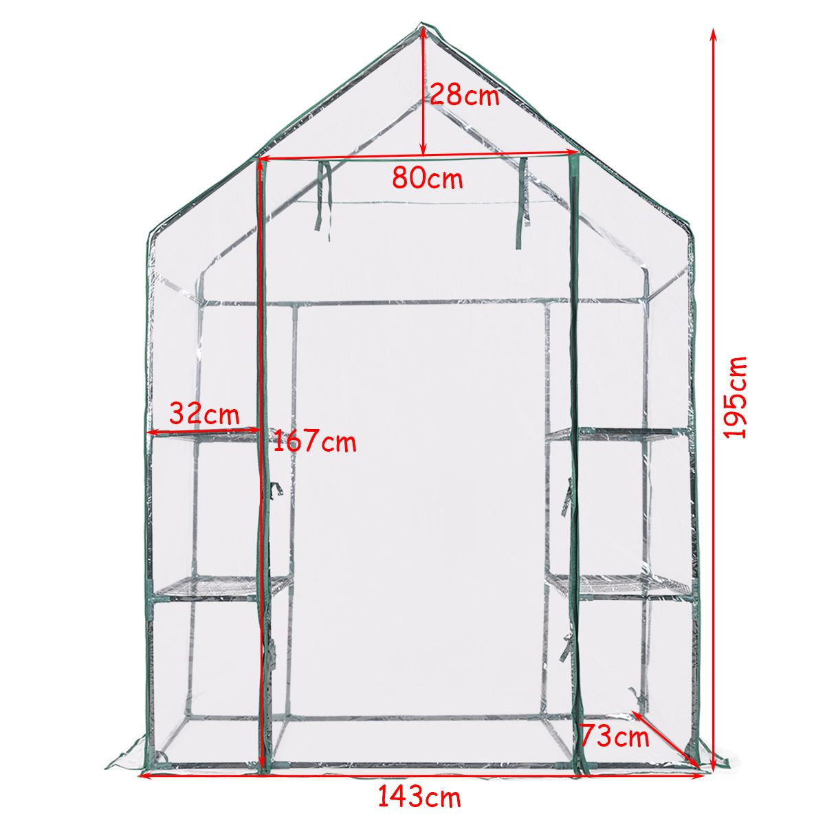 Mini Serre De Jardin Serre À Potager Tente Pour Plantes En PVC Cadre En Fer 3 Étages Transparent 143X73X195Cm