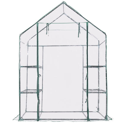 Mini Serre De Jardin Serre À Potager Tente Pour Plantes En PVC Cadre En Fer 3 Étages Transparent 143X73X195Cm