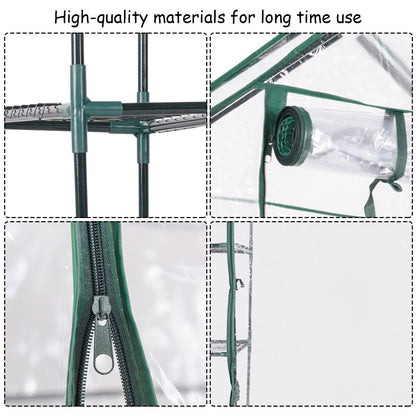 Mini Serre De Jardin Serre À Potager Tente Pour Plantes En PVC Cadre En Fer 3 Étages Transparent 143X73X195Cm
