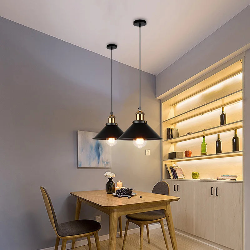 Industrial Retro Iron Pendant Lamp E27 Interior Hanging Light Bedroom Kitchen Restaurant Bar Balcony Black Small Pendant Lamps