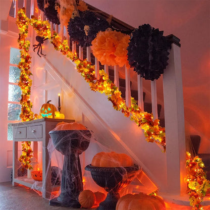 Guirlande de feuilles d'érable artificielles d'automne – 200 cm