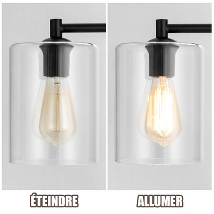 Lampadaire Sur Pied Lampadaire Style Industriel Avec Abat-Jour En Verre Suspendu Avec Interrupteur Au Pied Noir