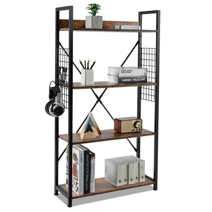 Étagère Industrielle À 4 Niveaux Bibliothèque Multifonctionnelle Avec Patins Et Étagère Réglables Pour Salon Bureau 64 X 24 X 110 Cm Café