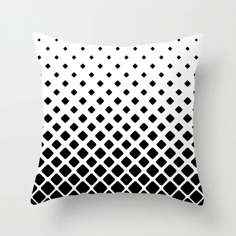 Black and White Geometric Decorative Pillowcases Polyester Throw Pillow Case Striped Geometric Pillowcase Kussensloop