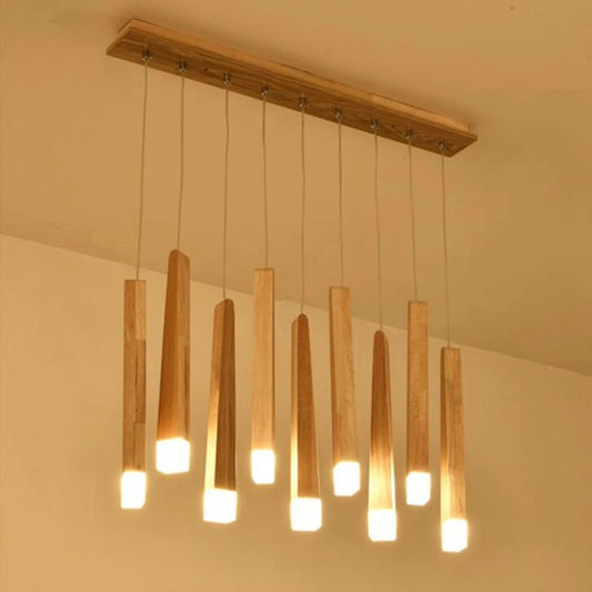 Matchstick Wood Pendant Lights for Bar Kitchen Shop Restaurant Lounge Nordic Light Natural Wooden Japanese Hanging Lamp Fixtures