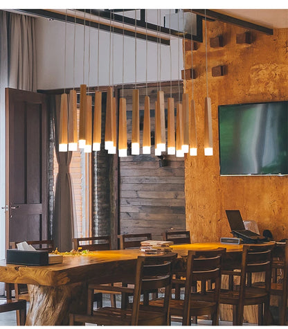 Matchstick Wood Pendant Lights for Bar Kitchen Shop Restaurant Lounge Nordic Light Natural Wooden Japanese Hanging Lamp Fixtures