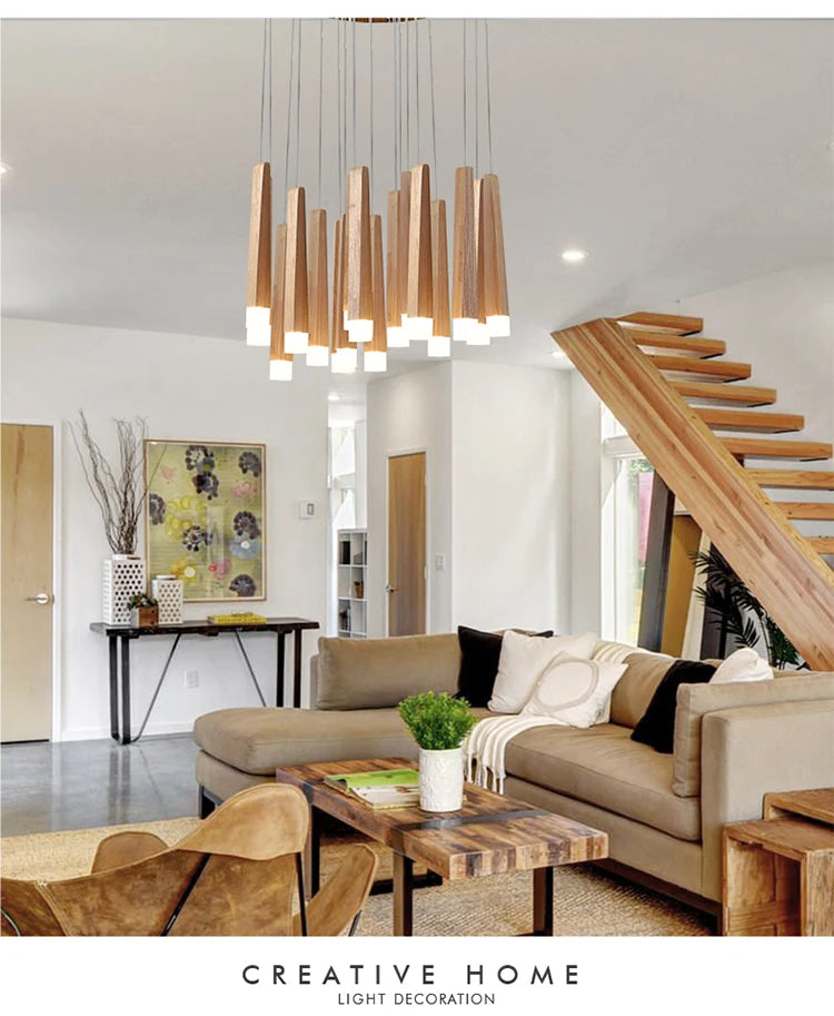 Matchstick Wood Pendant Lights for Bar Kitchen Shop Restaurant Lounge Nordic Light Natural Wooden Japanese Hanging Lamp Fixtures
