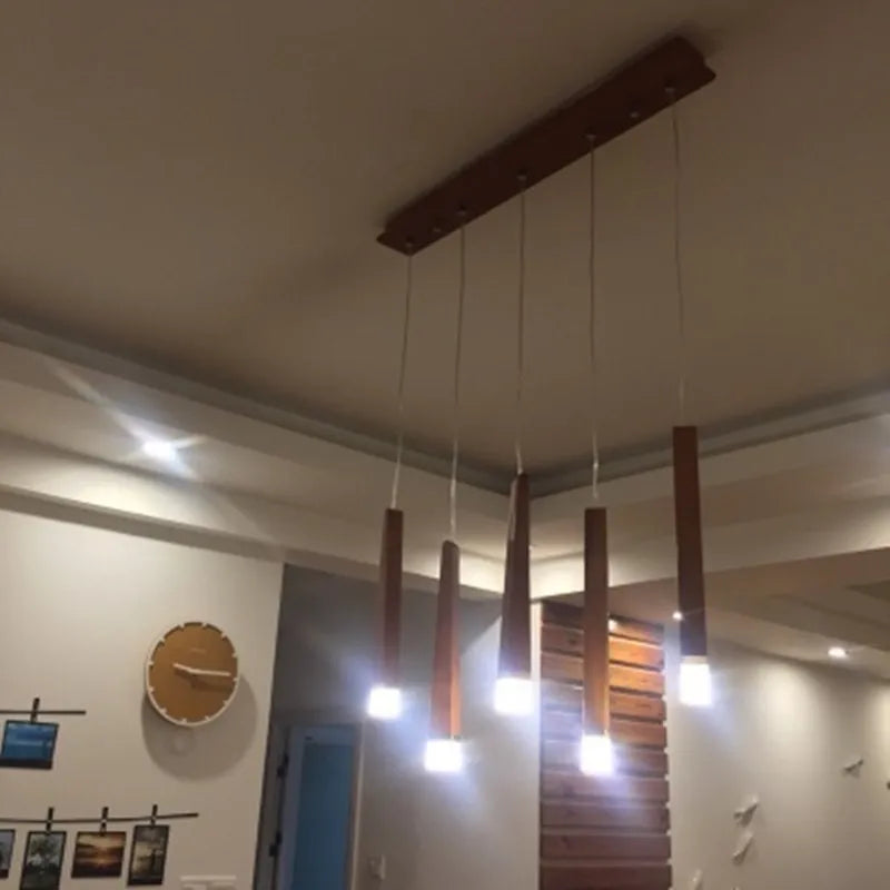 Matchstick Wood Pendant Lights for Bar Kitchen Shop Restaurant Lounge Nordic Light Natural Wooden Japanese Hanging Lamp Fixtures