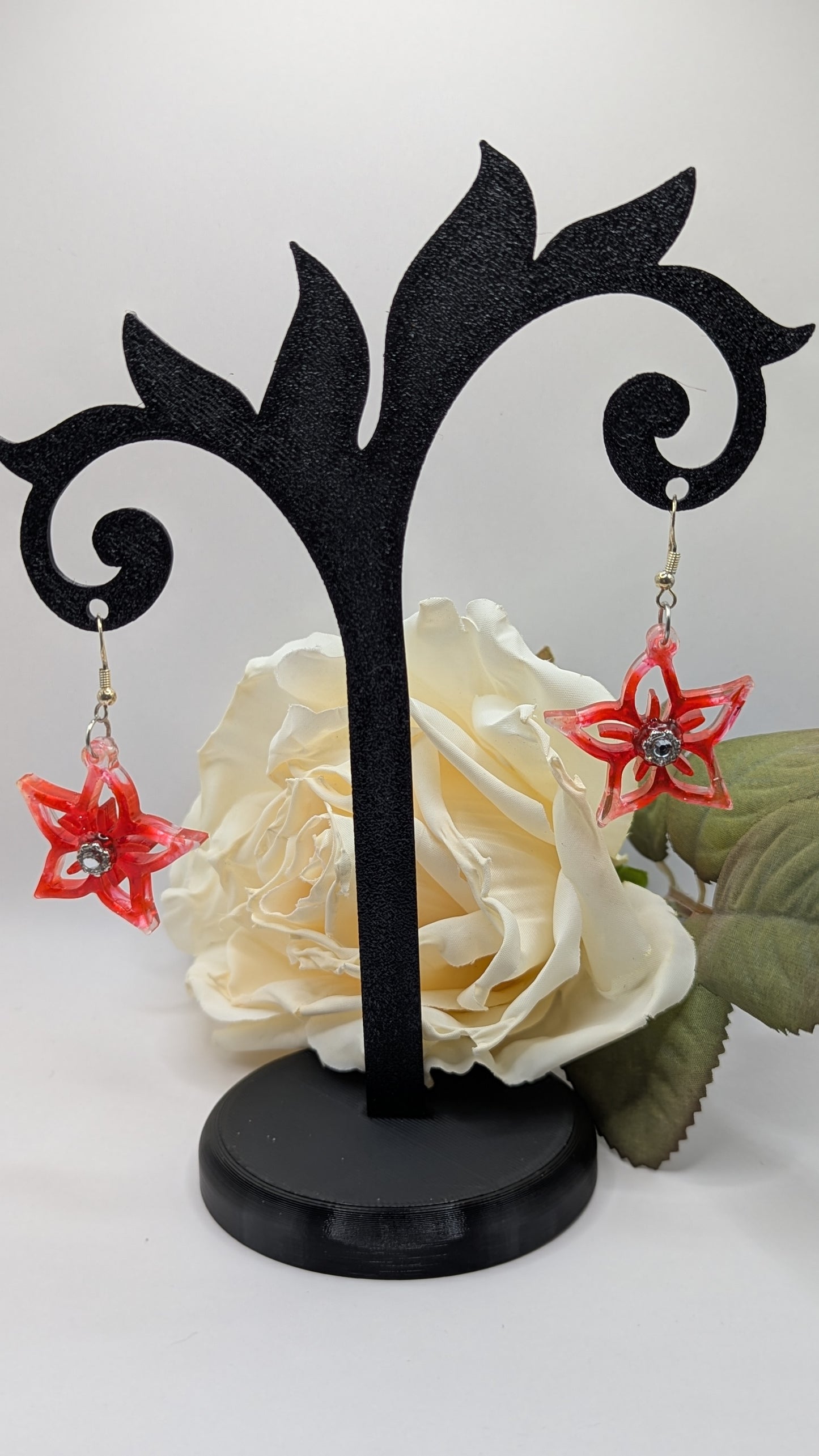 Boucles d’oreilles Étoiles Rouge Opaline