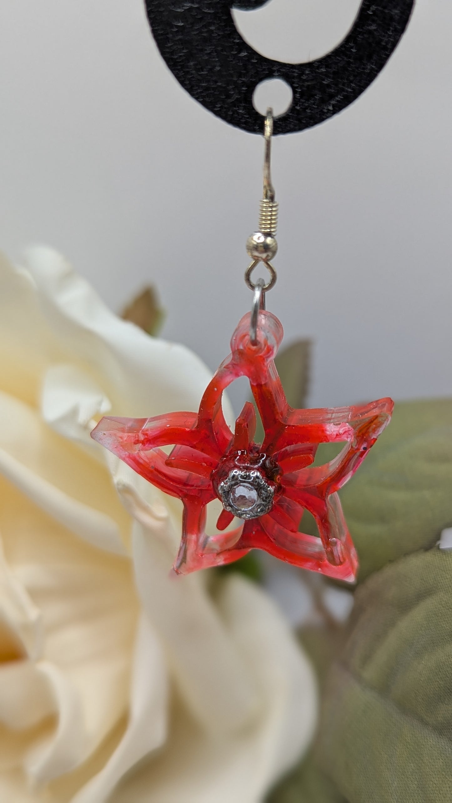 Boucles d’oreilles Étoiles Rouge Opaline