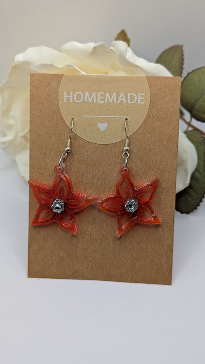 Boucles d’oreilles Étoiles Rouge Opaline